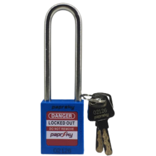 LOCKOUT SAFETY PADLOCKS Blue PS LOTO PPR-76 (Long Shackle)